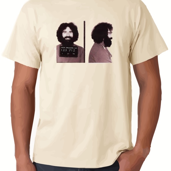 Jah love Other - Grateful Dead Jerry Garcia mugshot shirt - Busted Bourbon Street Truckin' NWT